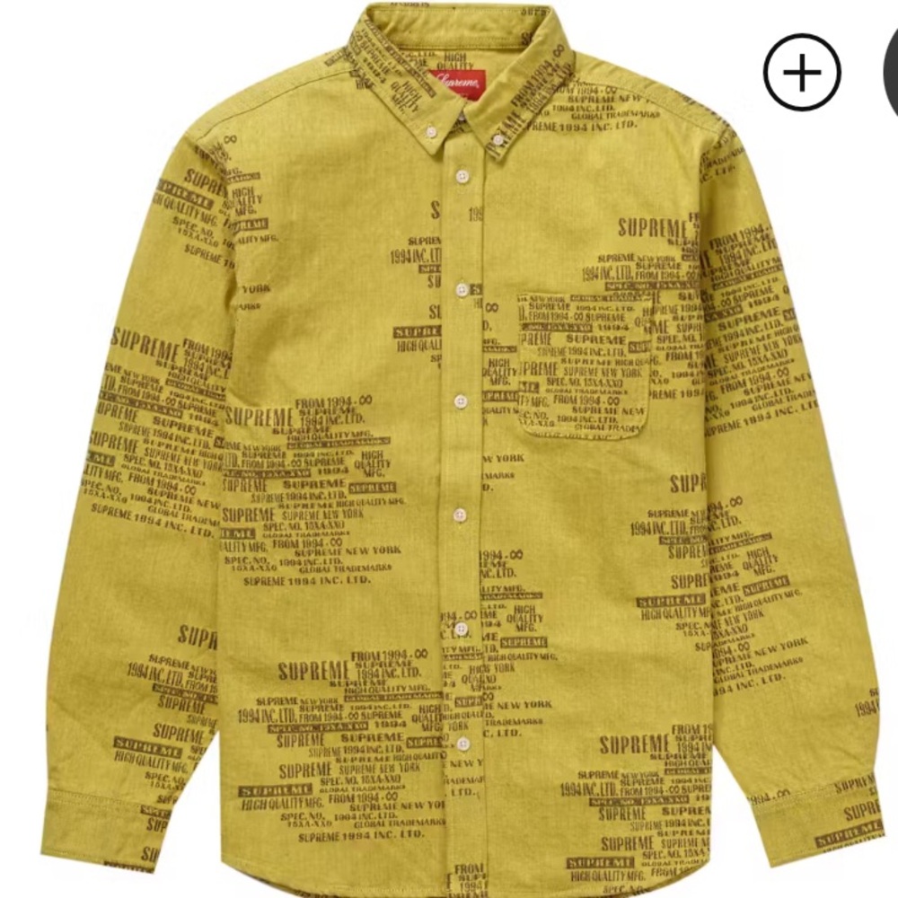 Supreme Trademark Jacquard Denim Shirt
Washed Yellow